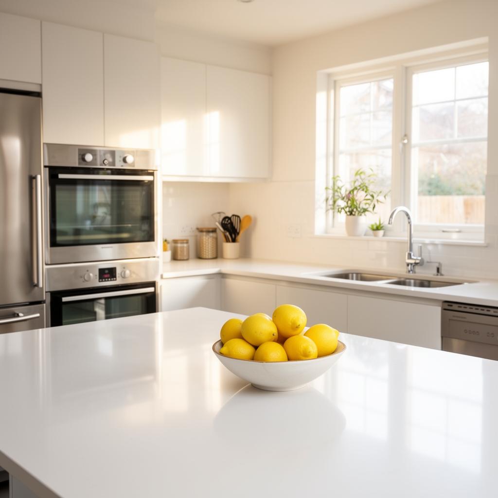 Sparkling clean modern kitchen with gleaming countertops